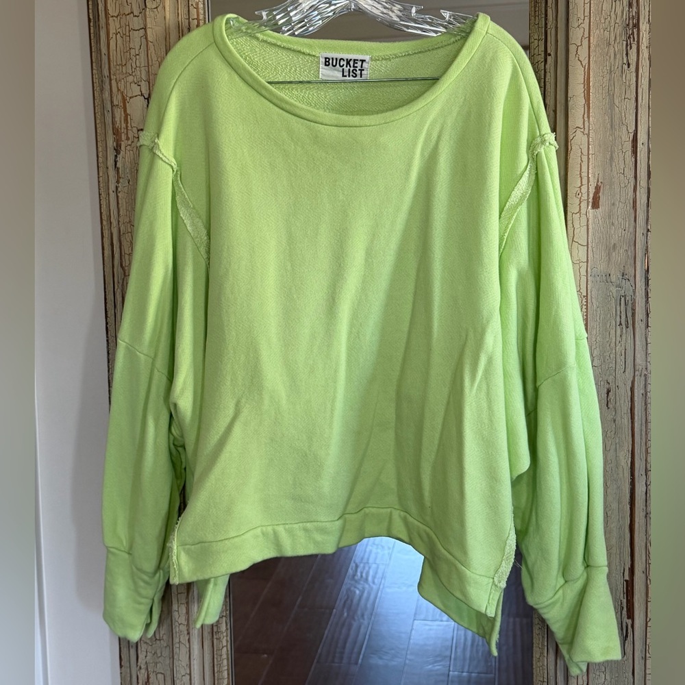 BUCKETLIST Neon Lime Crewneck Sweatshirt and Shorts Set